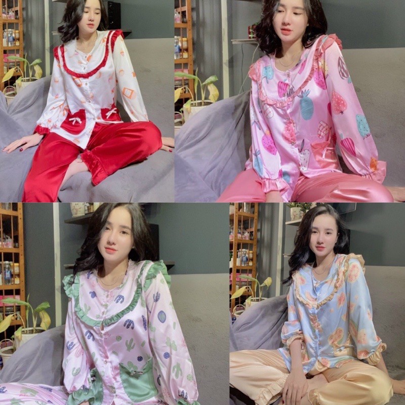 KÈM HÌNH THẬTBộ pijama bèo tiểu thư hàng cao cấp chuẩn mịn đẹp