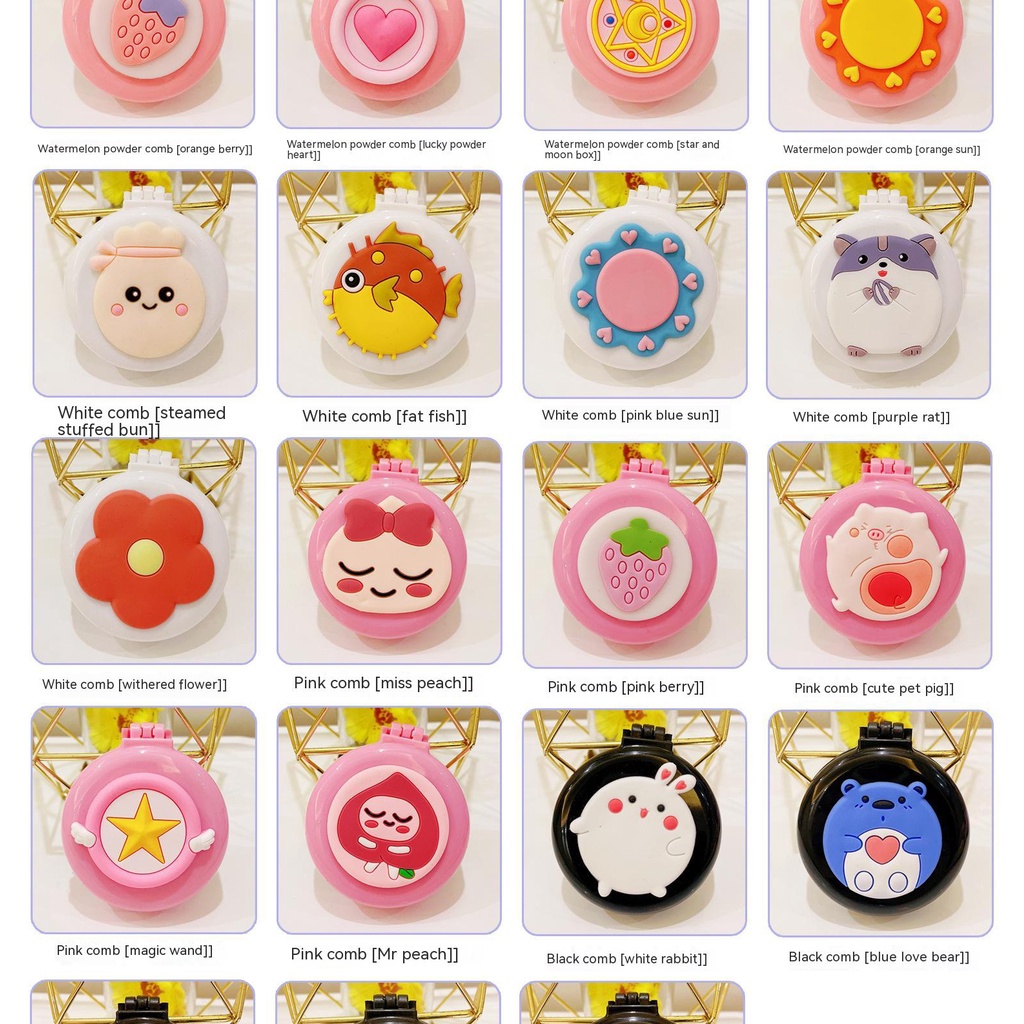 Lược Chải Tóc Túi Khí Mát Xa Trang Điểm Hình Hoạt Hình Dễ Thương Có Thể Gấp Gọn