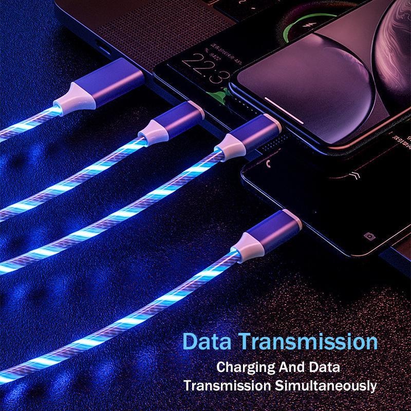 Dây Cáp Sạc Nhanh Usb Loại C 3 Trong 1 Có Đèn Led Phát Sáng Độc Đáo