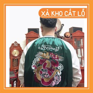 (Feedback thật) áo bomber thêu rồng xanh bản cao cấp xịn xò