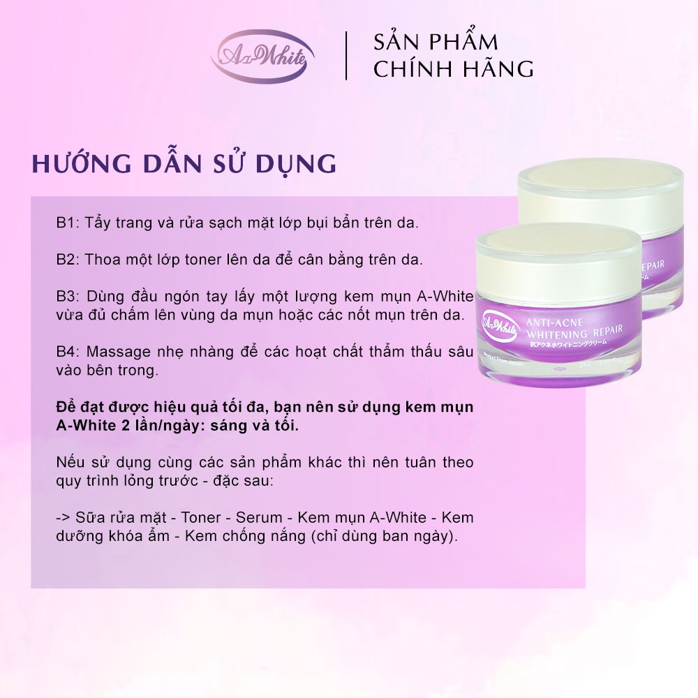 Kem Giảm Mụn &amp; Dưỡng Trắng Da A-White 25G &amp; 7G