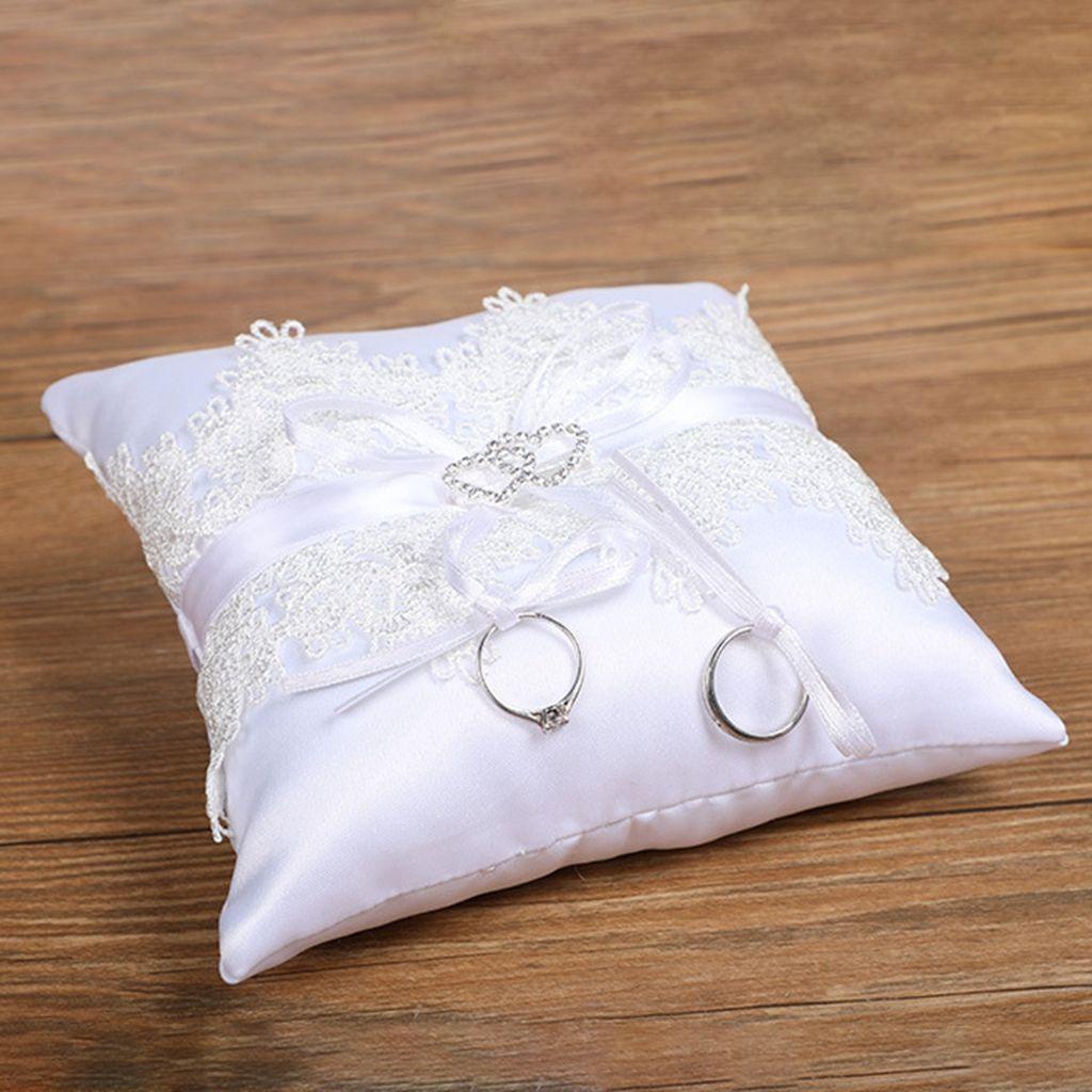 1 Chiếc Gối Nhẫn Cưới Sáng Tạo Với Ruy Băng Satin ​Gối Để Nhẫn Trang Trí Lãng Mạn