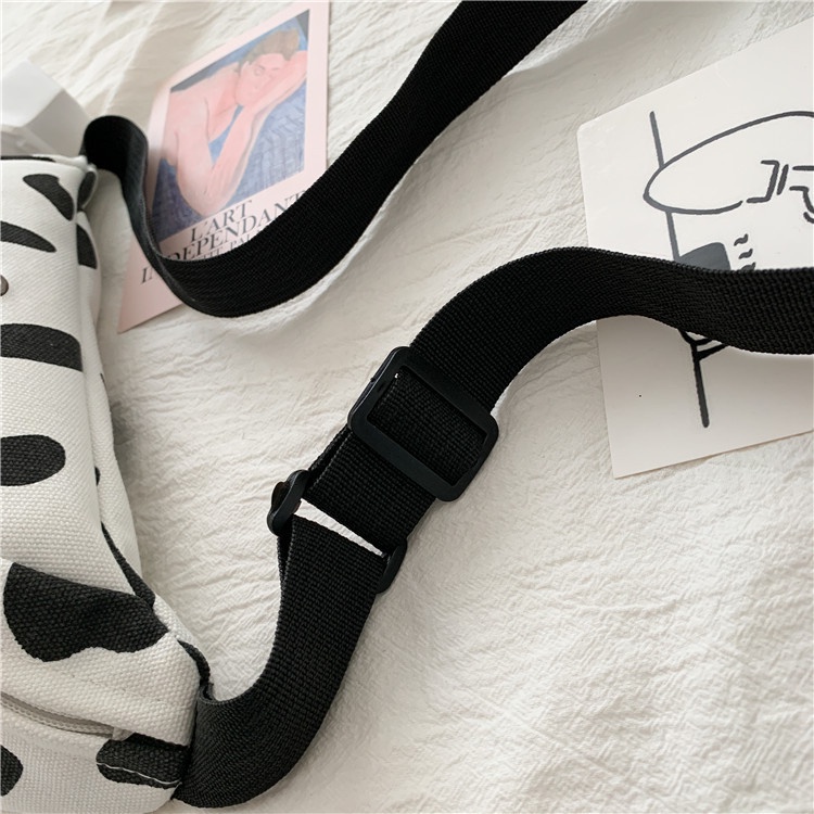 Túi đeo ngực, đeo hông bò sữa, dành cho học sinh rẻ đẹp, vải canvas ulzzang Hàn Quốc, phụ kiện Emmer