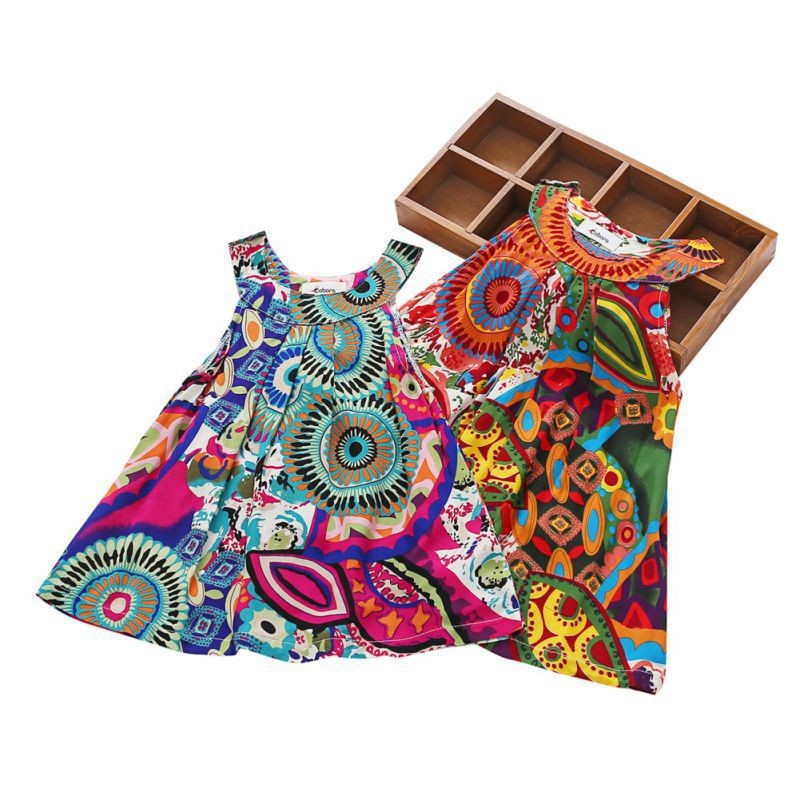 Đầm Công Chúa Không Tay In Hoa Thời Trang Mùa Hè Cho Bé Gái Se7en