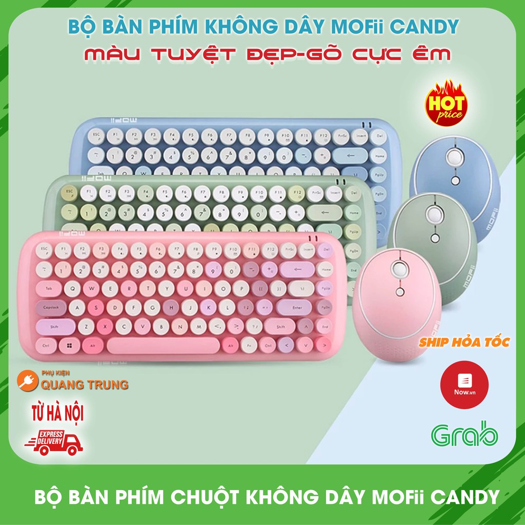 Bộ bàn phím và chuột không dây MOFii Candy,tương thích PC,TV box,Laptop,Gõ phím cực êm