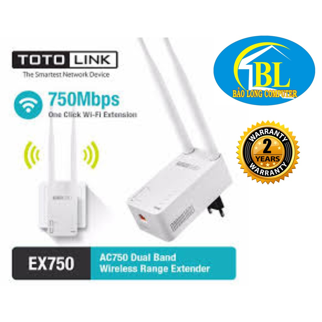 Bộ mở rộng sóng wifi băng tần kép Totolink chuẩn AC750 EX750