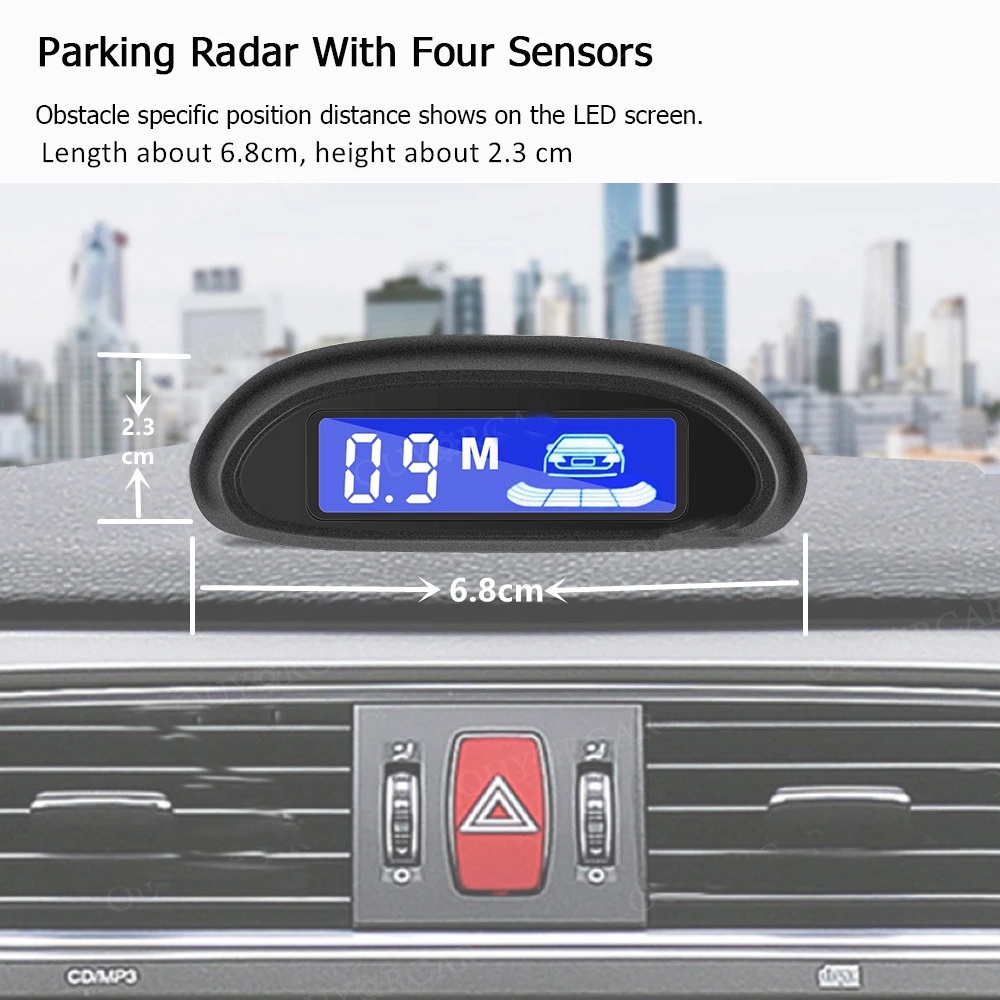 12V DC Hệ thống báo động radar lùi xe nhỏ Màn hình LCD Bộ radar đỗ xe tự động Beep với 4 cảm biến