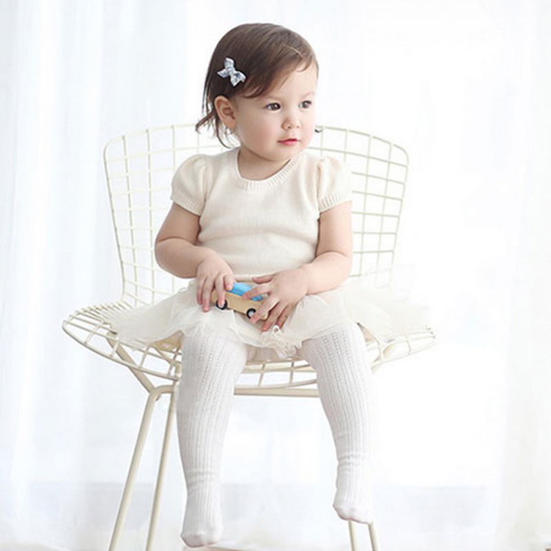 VC Quần tất cotton chống trượt rét mướt màu trắng cho bé 23 5