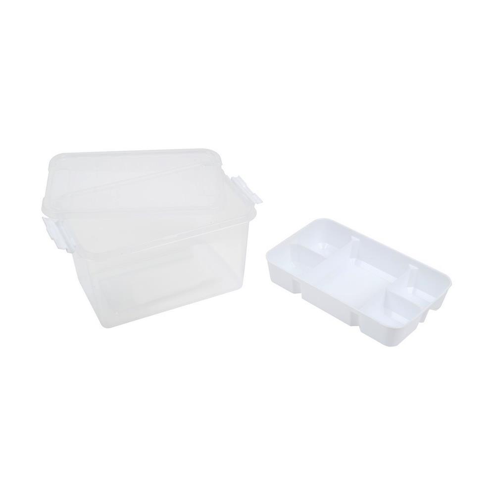 HomeBase STACKO Thùng nhựa đựng đồ đa năng có nắp Thái Lan W15.5xH13.5xD24.4cm màu trắng trong