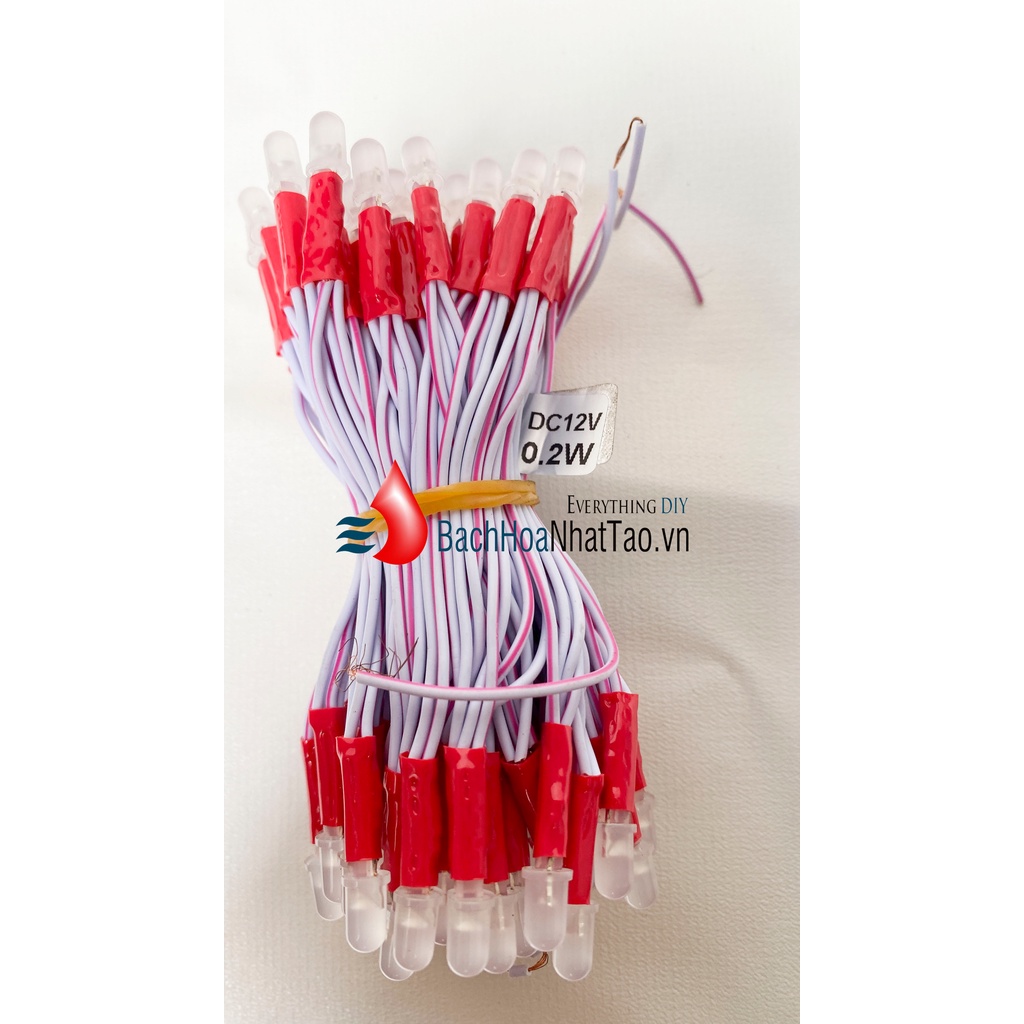 Led ruồi liền dây 5mm - 12 V đơn màu ( trắng, vàng, xanh lá, xanh dương, đỏ)