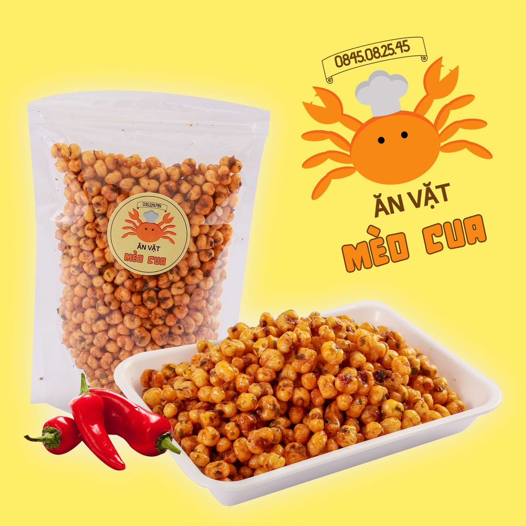 Ngô Cay: Ngô Xóc Mắm Cay, Ngô Xóc Mắm Hành, Ngô Mix Bò Khô Lá Chanh - Gói 200g - Ăn Vặt Mèo Cua