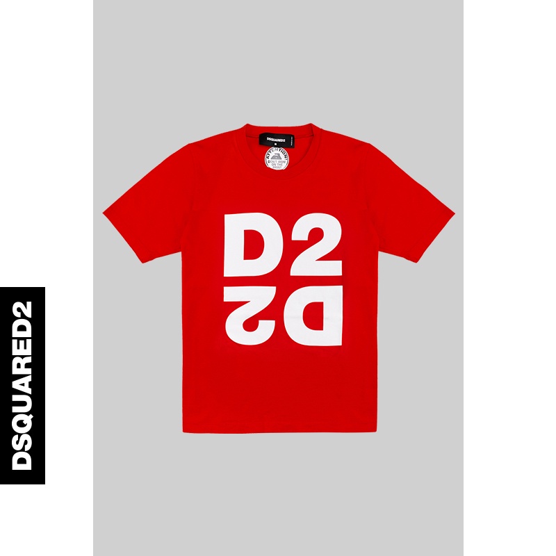Áo Thun Cotton Ngắn Tay Cổ Tròn Dáng Rộng In Logo DSQUARED2 / D2 Cá Tính Cho Nam