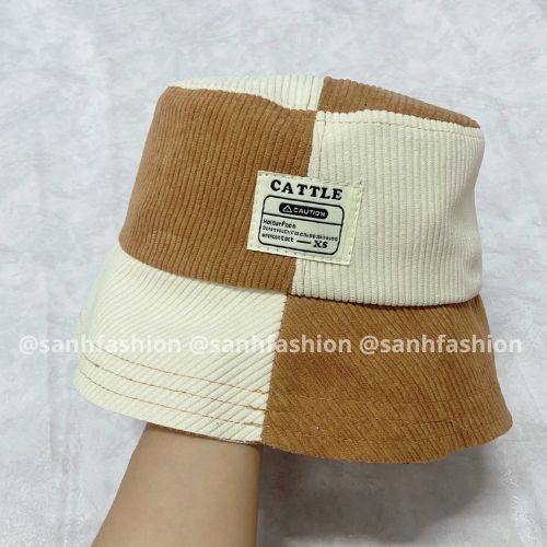Mũ bucket vành tròn tem thêu CATTLE Nón tai bèo chất nhung vá màu cao cấp thời trang form unisex nam nữ_SÀNH FASHION