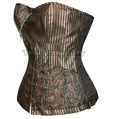 Áo corset cúp ngực sọc nâu