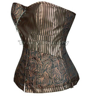 Áo corset cúp ngực sọc nâu