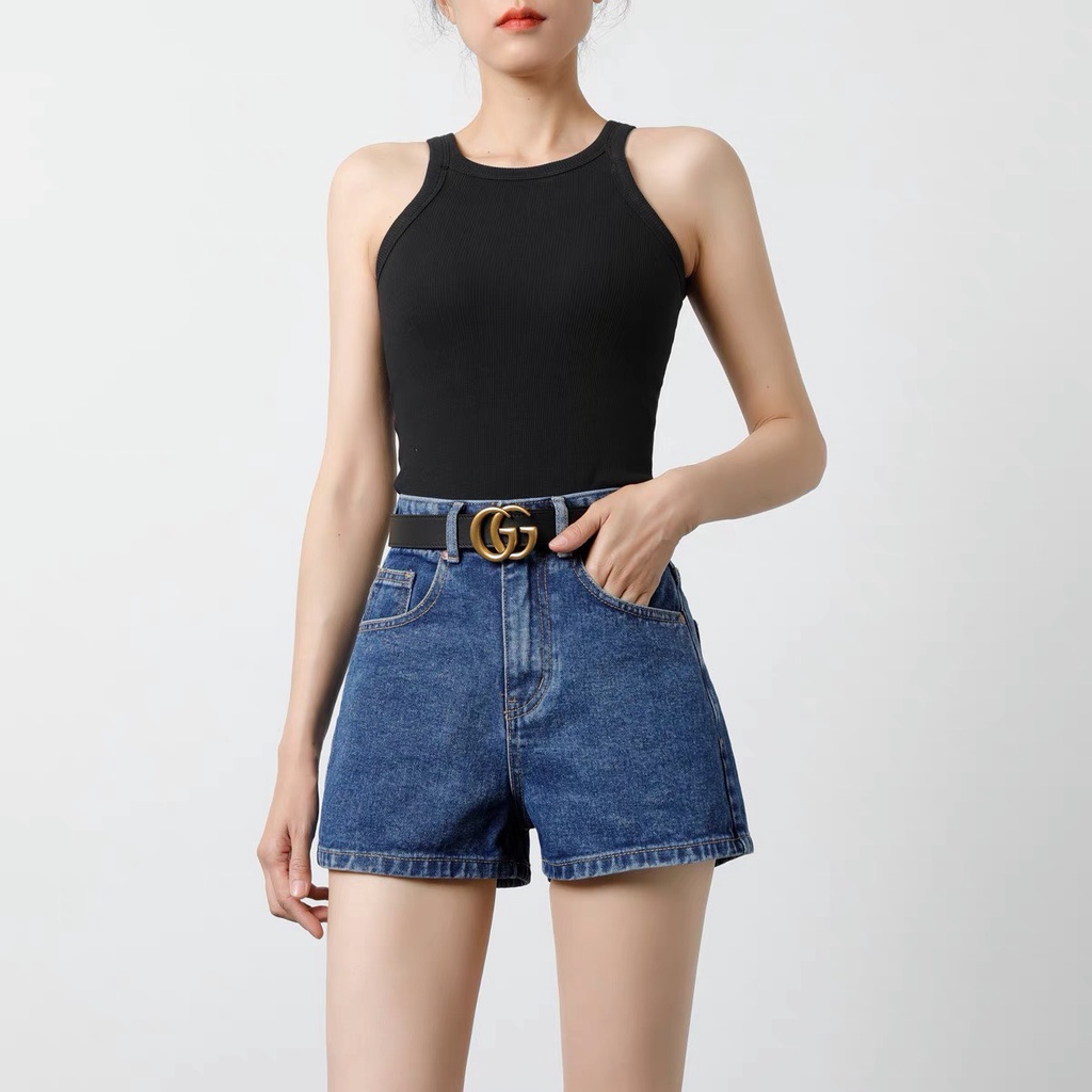 Quần short jean nữ BigSize lưng cao trên rốn, co dãn mạnh, lai cuốn, màu xanh đậm dành cho người mập MS 4240
