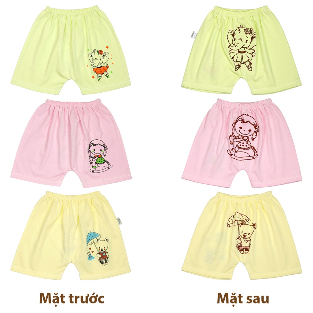 Combo 5 Quần đùi mùa hè in mông chất cotton siêu mềm mịn cho bé trai, bé gái từ 3-13kg - 5QĐL55