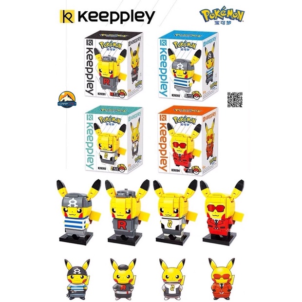 Đồ chơi lắp ráp xếp hình Lego Pokemon Pikachu bộ sưu tập Cosplay phản diện chính hãng Keeppley