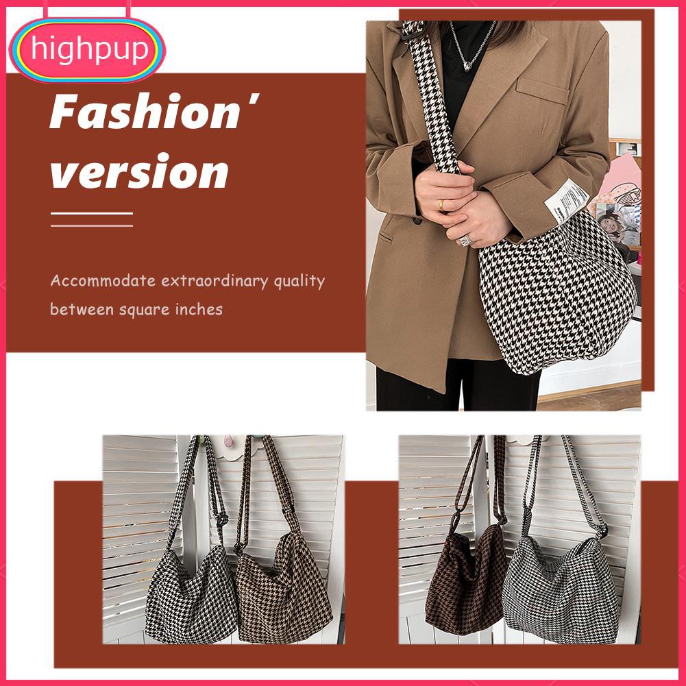 Túi Tote Đeo Vai Hoạ Tiết Sọc Ca-Rô Phong Cách Vintage