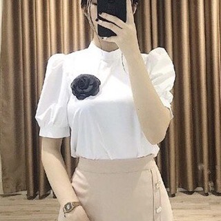 Áo Sơ mi tay Phồng đính hoa cực Xinh xắn