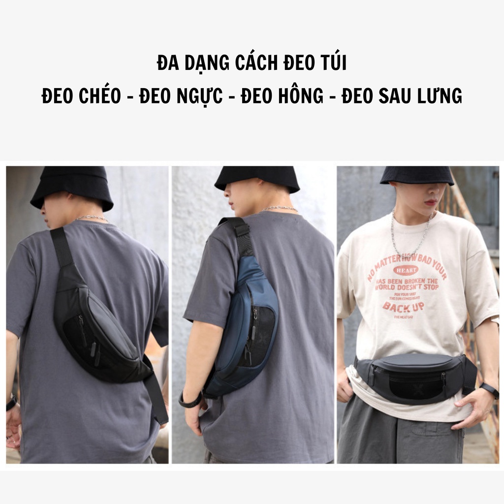 Túi Đeo Chéo, Túi Bao Tử Steel Rose Nam Nữ Chống Nước Thời Trang Hàng Cao Cấp LX5 Freeship - The Black Box