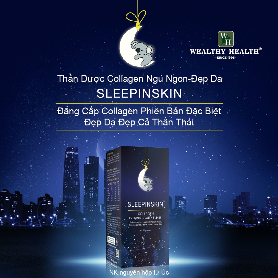 Collagen Uống Tác Động Kép Sleepinskin -Đẹp Da Và Ngủ Ngon-Hàng Chính Hãng Của Úc