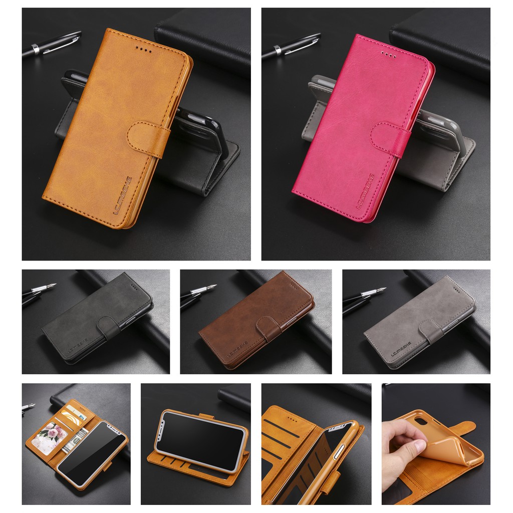 Bao da điện thoại nắp gập kiêm ví đựng thẻ màu trơn dành cho Samsung Galaxy S8/S8 Plus/S9/S9 Plus/S10/S10 Plus | BigBuy360 - bigbuy360.vn