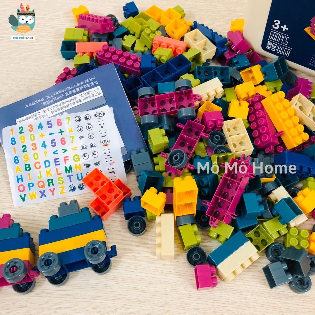 Đồ chơi xếp hình Lego, lắp ráp cho bé 600 chi tiết, nhựa an toàn - Mô Mô Home