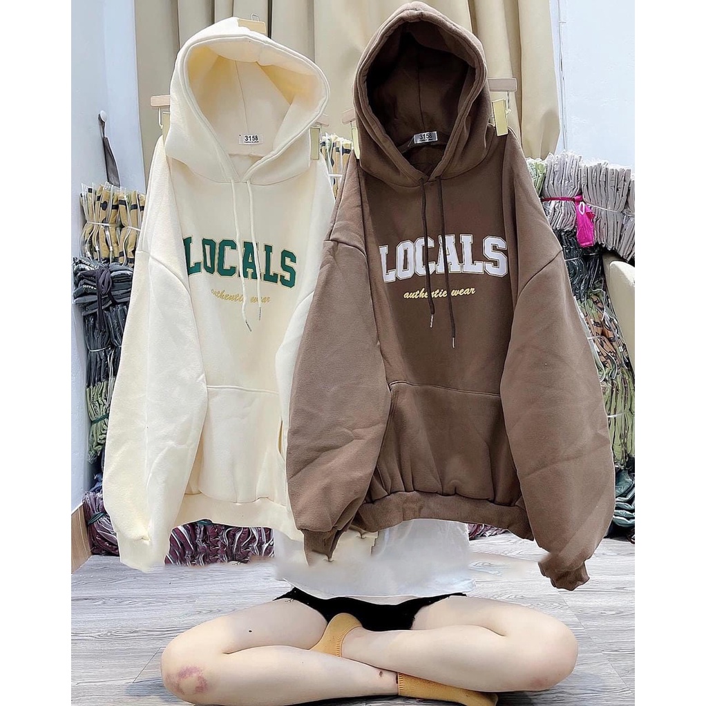 Áo HOODIE nỉ có mũ 2 lớp SAM CLO - Áo khoác chui tay dài thu đông nam nữ freesize form rộng unisex chữ LOCALS