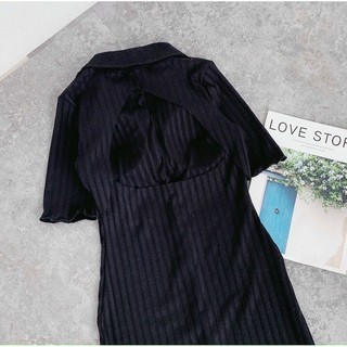 Đầm polo gân đũa khoét lưng (Sẵn tại shop )