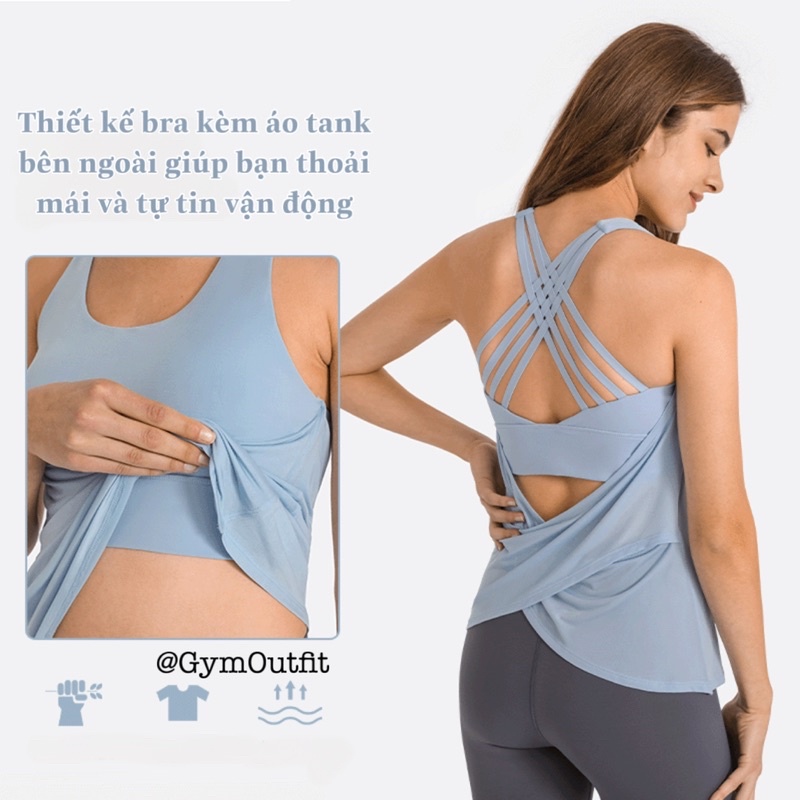 Áo Tập Free To Be Wild 2 -in- 1 Tank - Áo Tank Liền Bra Tập Gym Yoga Cao Cấp