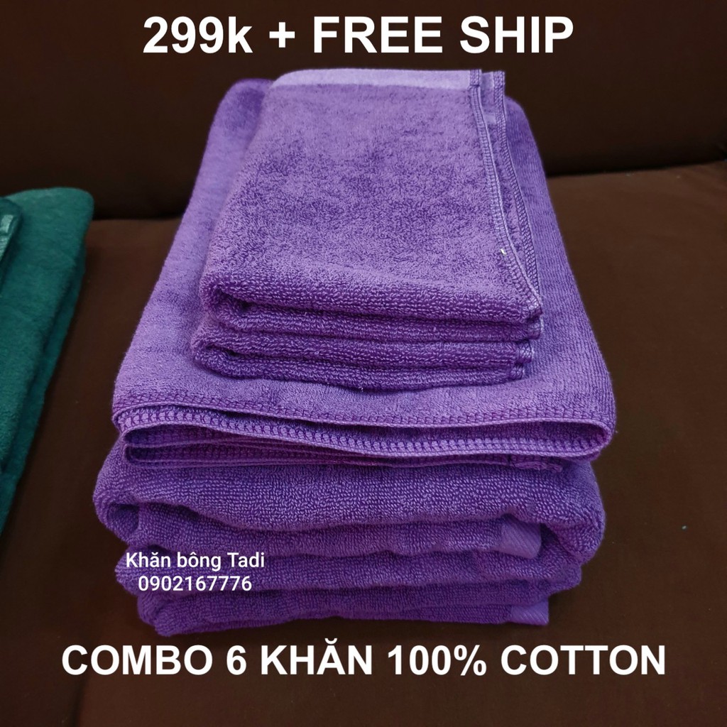 COMBO 6 khăn xuất Nhật dư 100% cotton 2 mặt 2 gội 2 tắm