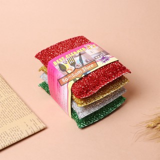 BỘ 4 miếng cọ xoong nồi kim tuyến nhiều màu sắc