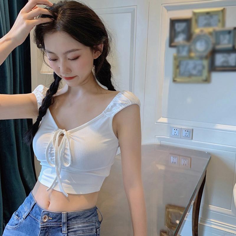 Áo Dệt Kim Tay Ngắn Trễ Vai Thời Trang Hàn Quốc Dành Cho Nữ