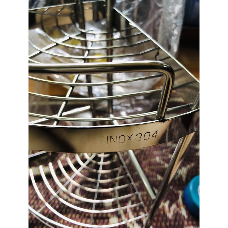 Kệ góc tam giác inox 304 2 tầng đựng chai, lọ, đồ dùng