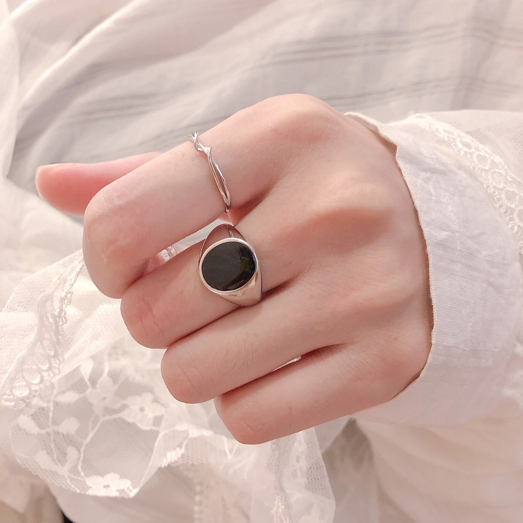 Nhẫn bạc S925_ Nhẫn mặt đen bản to