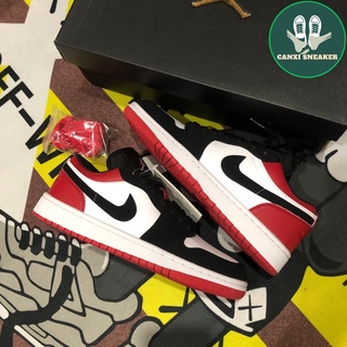 Giày Sneaker jd1 low Black toe phiên bản cao cấp giày thể thao Jordan 1 cổ thấp đen đỏ Black toe