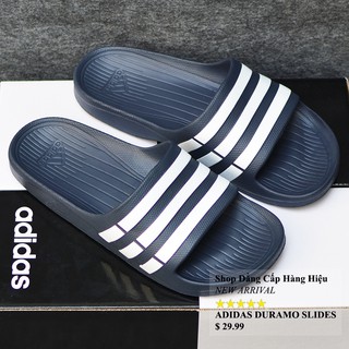 Dép Adidas Duramo màu xanh đen sọc trắng