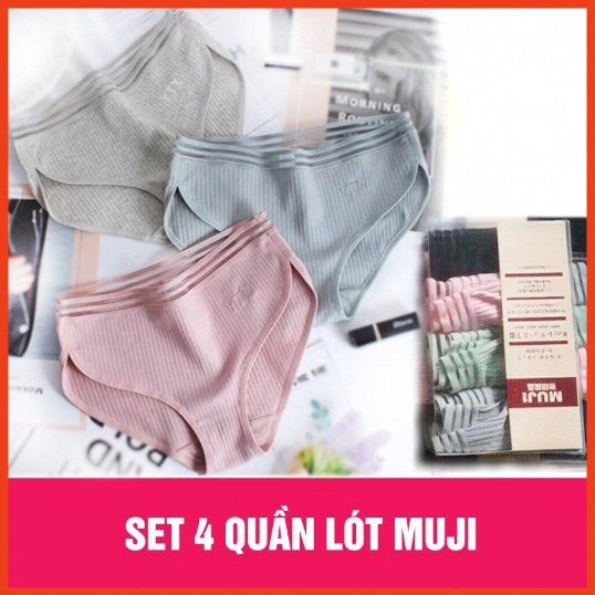 HỘP 4 QUẦN LÓT NỮ MUJI TĂM TRE[ GIÁ CHUẨN SHOPEE ]shopmebee