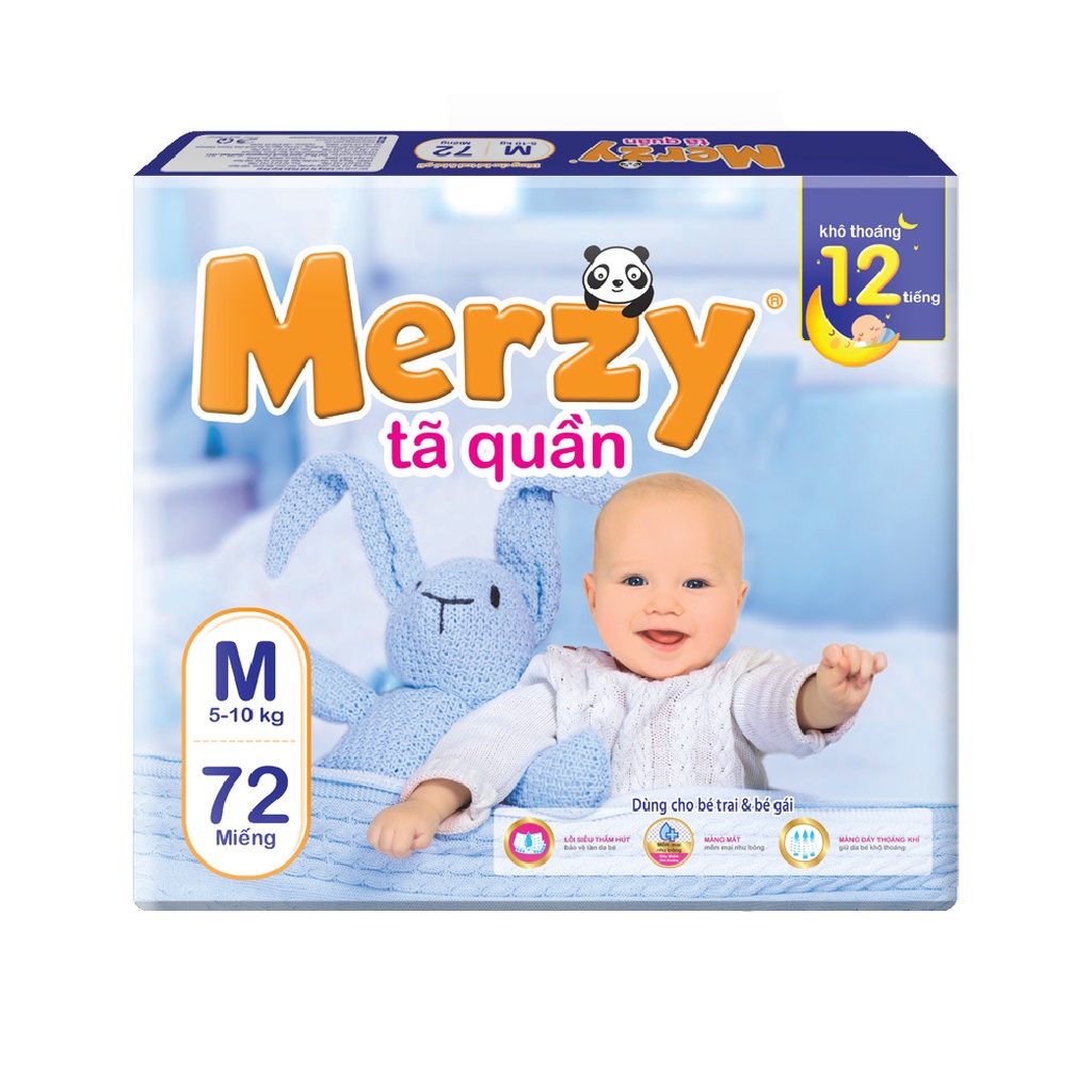 Tã quần Merzy siêu thấm M72/ L64/ XL56/ XXL48 gói siêu đại