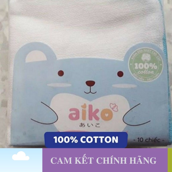 Khăn sữa Aiko xuất Nhật loại 3/4 Lớp - Bịch 10 Khăn - 1 Đổi 1 Nếu Lỗi NSX