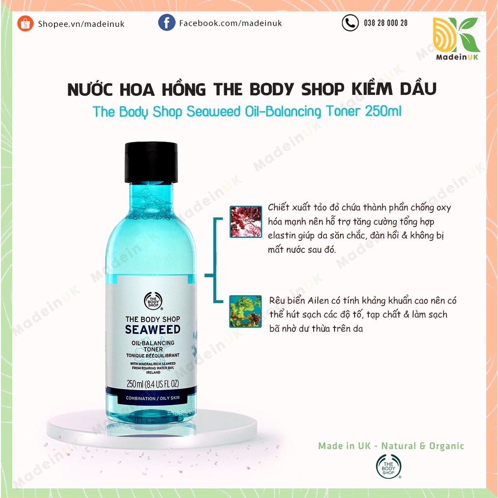 Nước Hoa Hồng Kiềm Dầu The Body Shop Seaweed Oil Balancing Toner 250ml