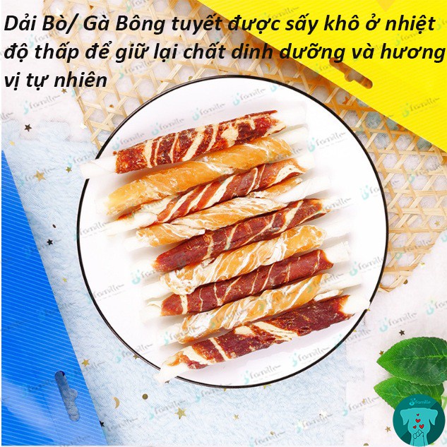 [TƯƠI NGON]Que Thưởng Học Lệnh Cho Thú Cưng JFamille, BBQ Bò Gà Bông Tuyết Sấy Khô Thơm Phức, Giàu Đạm, Ít Béo. JF122