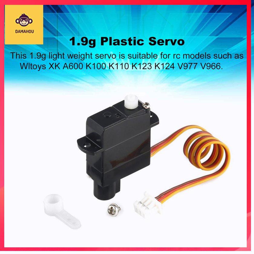 Động cơ Servo nhựa 1.9g cho máy bay trực thăng điều khiển từ xa Wltoys A600 K100 K110 K123 K124 V977