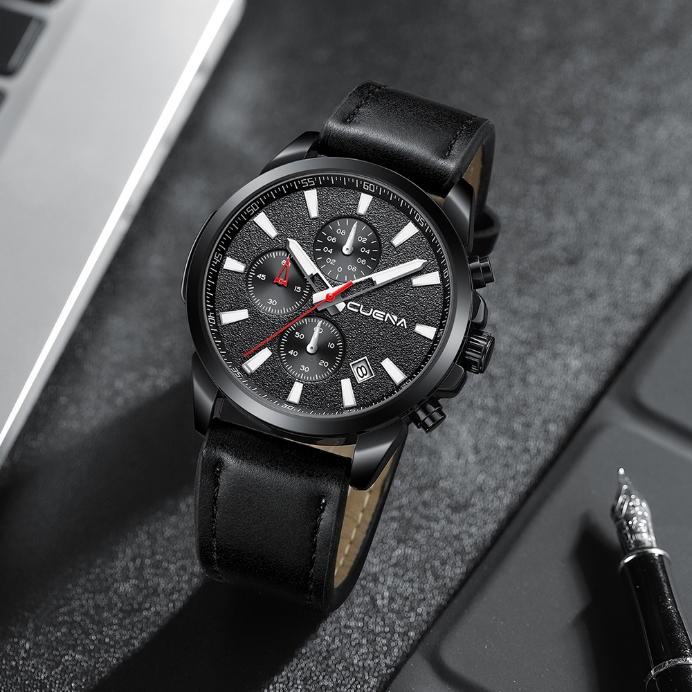 Đồng hồ CRRJU 6820 L dây da máy quartz phong cách thể thao không thấm nước thời trang công sở đa năng dành cho nam