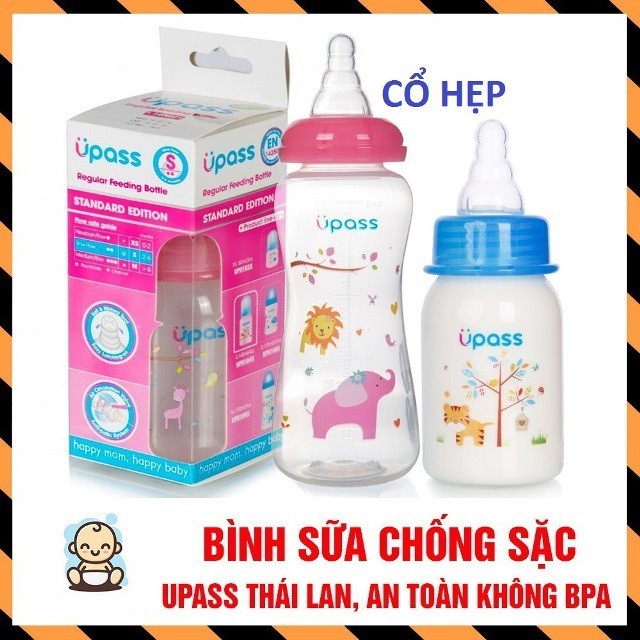 (Made in Thailand) Bình Sữa Cổ Hẹp UPASS (60ml - 140ml - 170ml - 270ml) (UP0102X - UP0104X - UP0105X - UP0109X)