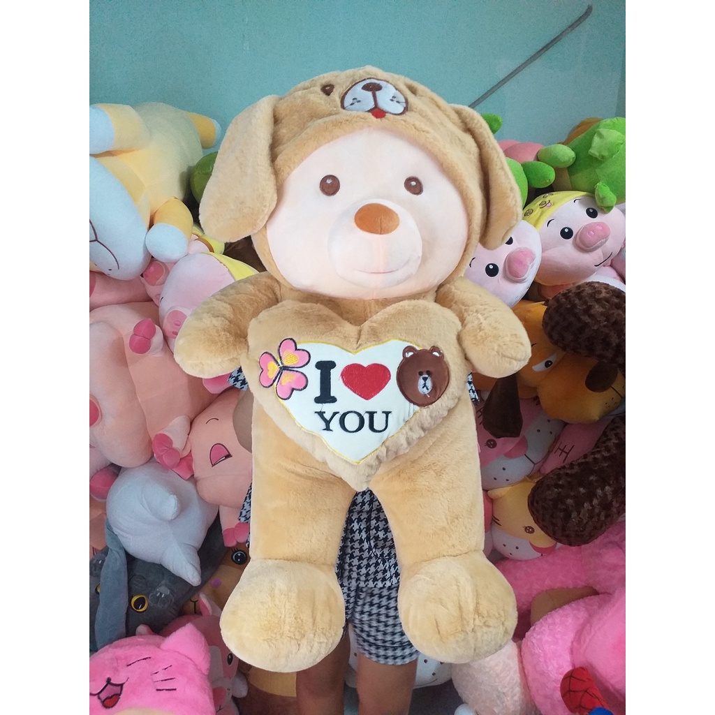 Gấu Bông Teddy Đội Mũ SALOME - Gối ôm khổng lồ dễ thương cao cấp chất liệu lông mịn