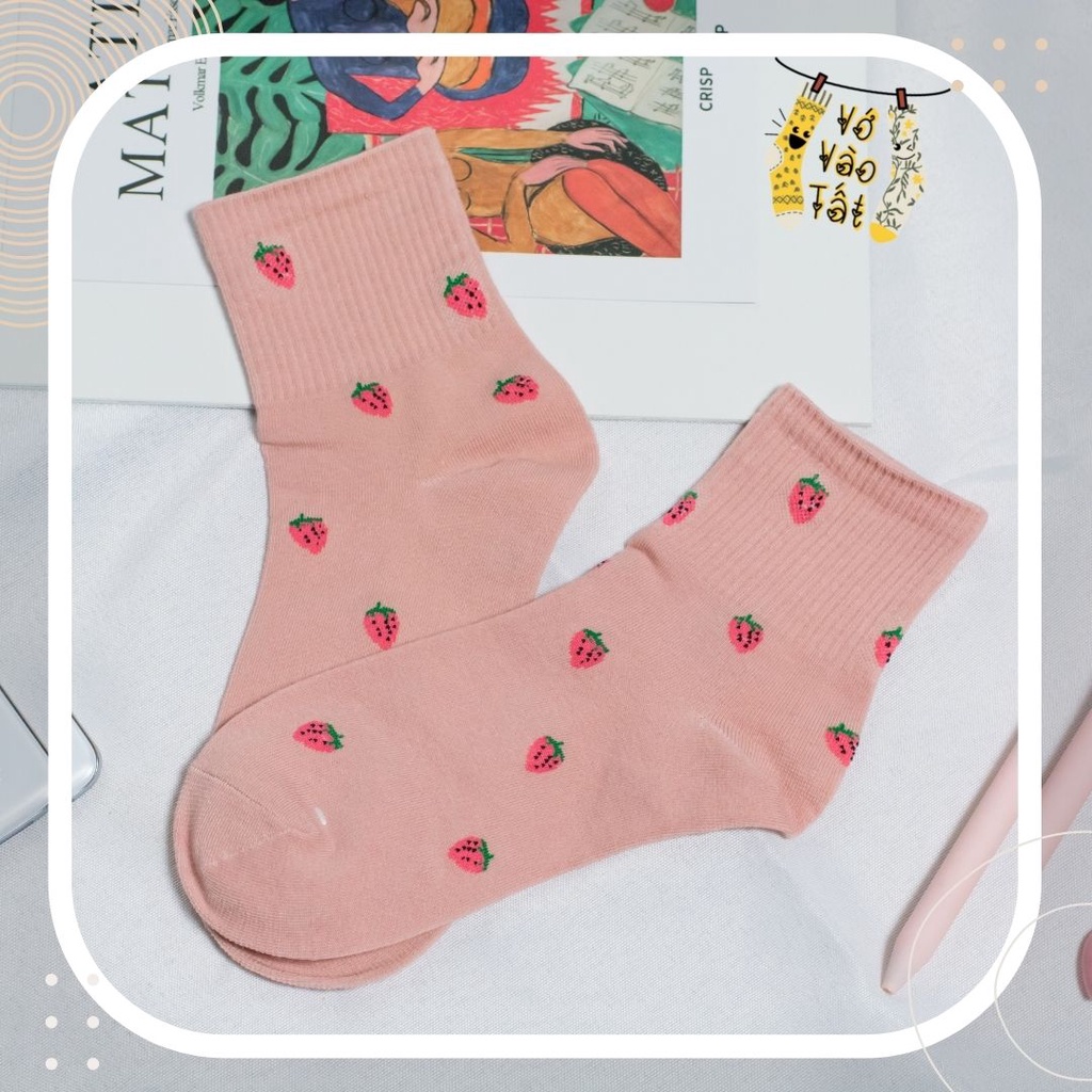 TÂT VỚ NỮ CỔ CAO HỒNG DÂU TÂY