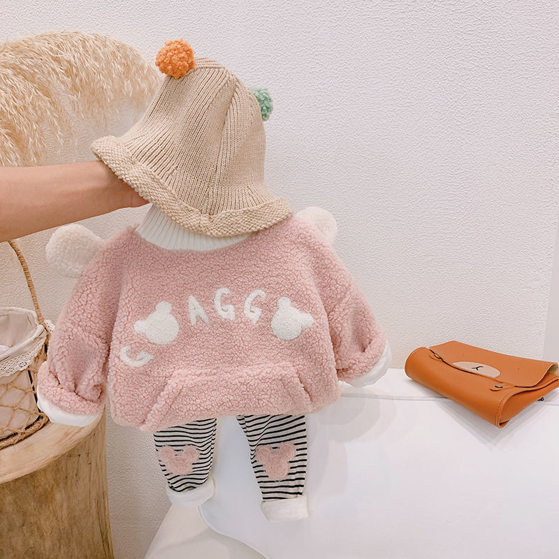 Set Áo Sweater Cổ Lọ Chất Liệu Nhung Dày Dặn Thời Trang Cho Bé Gái