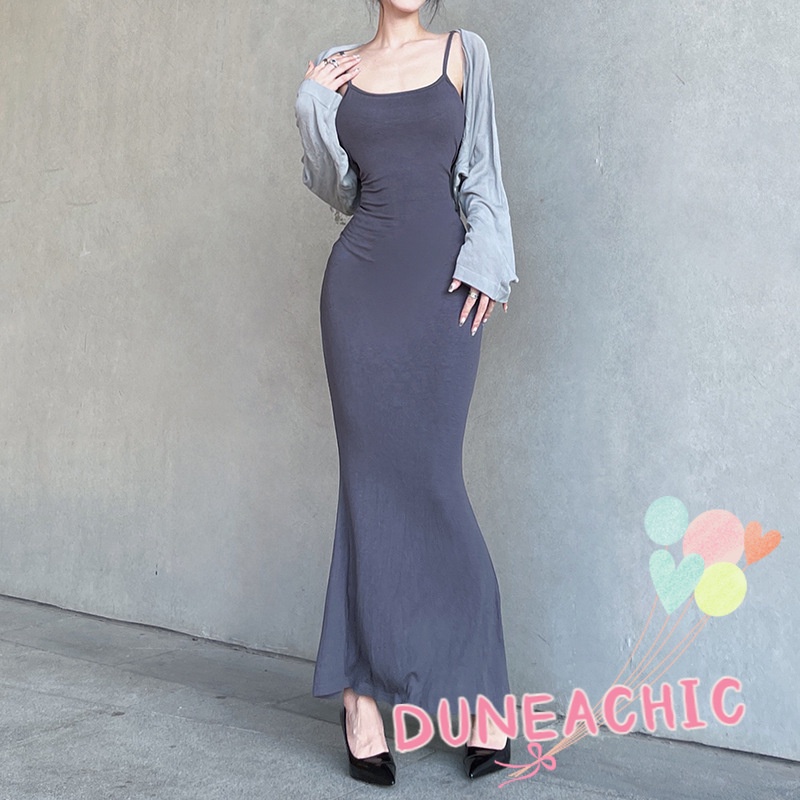 DUNEA Đầm Đuôi Cá Màu Sắc Đơn Giản Quyến Rũ Cho Nữ